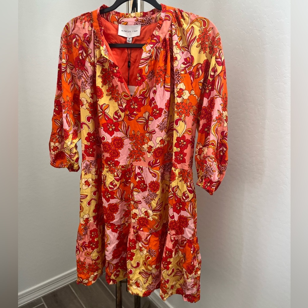 Anthropologie Adelyn Rae Floral 3/4 Sleeve Dress - Picture 1 of 10